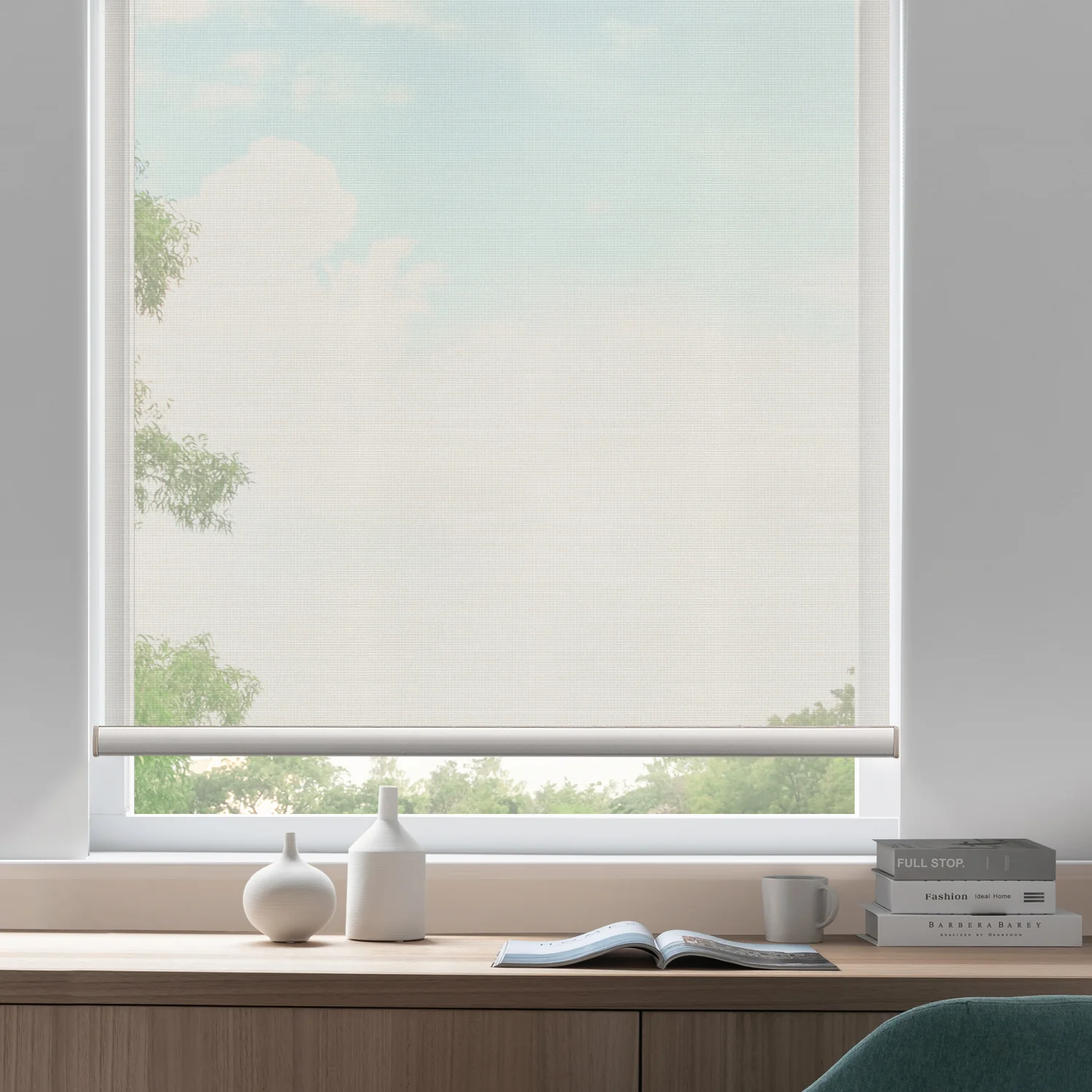 SmartWings Motorized Light Filtering Roller Shades 50% Blackout PVC Free Sunscreen - Image 10
