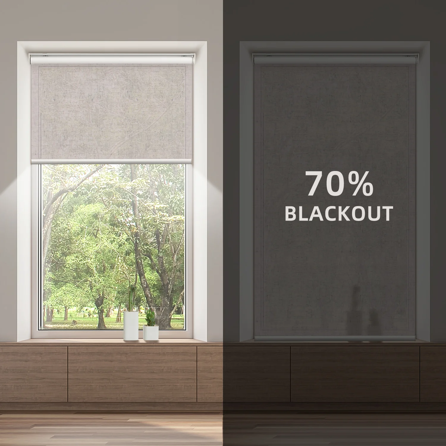 SmartWings Motorized Light Filtering Roller Shades 70% Blackout Linen - Image 8