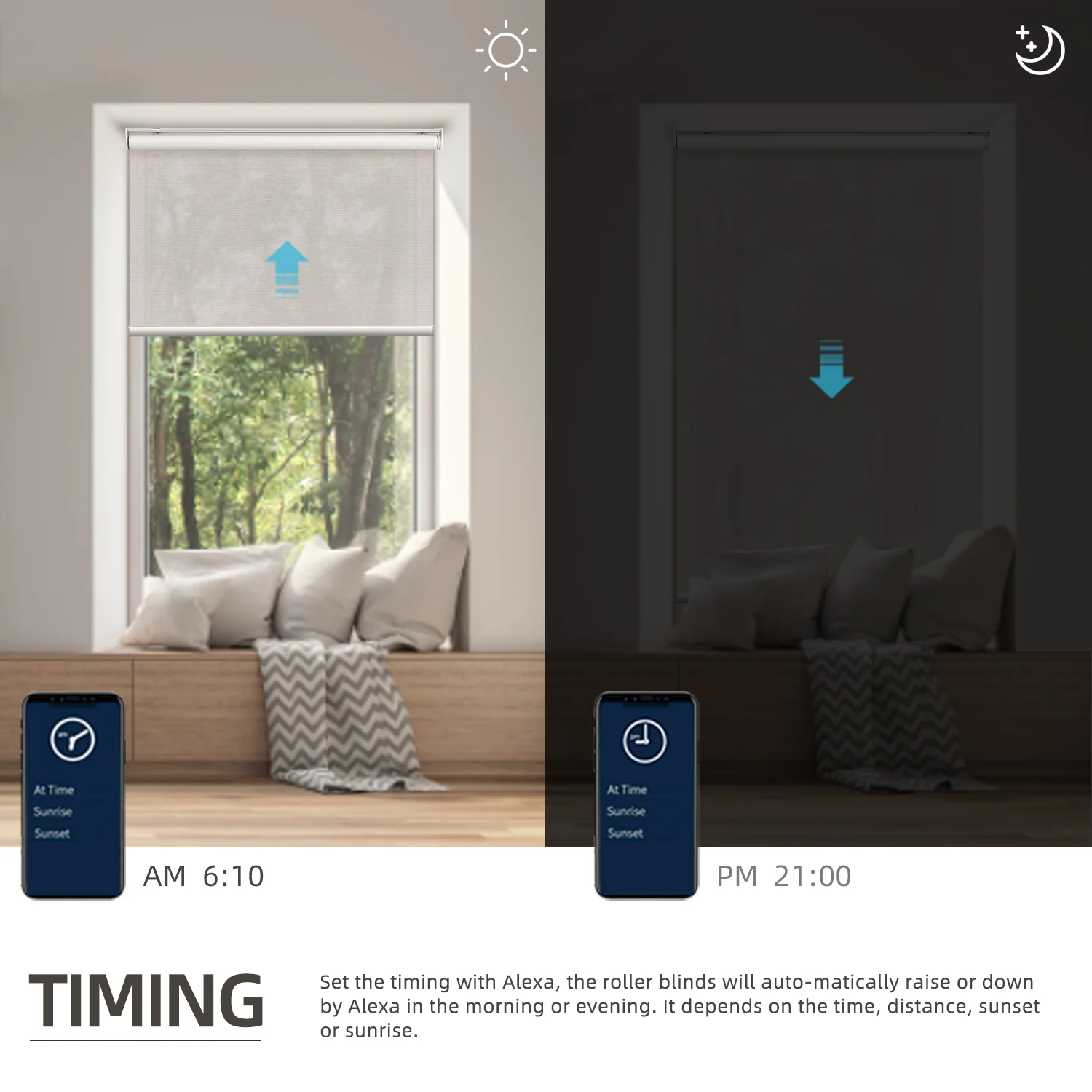 SmartWings Motorized Light Filtering Roller Shades 70% Blackout Safari - Image 6