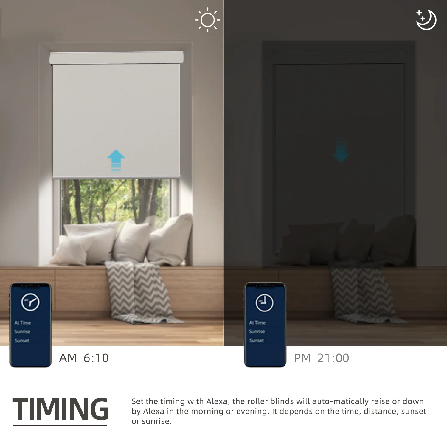 SmartWings Motorized Roller Shades 100% Blackout Dual-Sided Bouvardia - Image 6