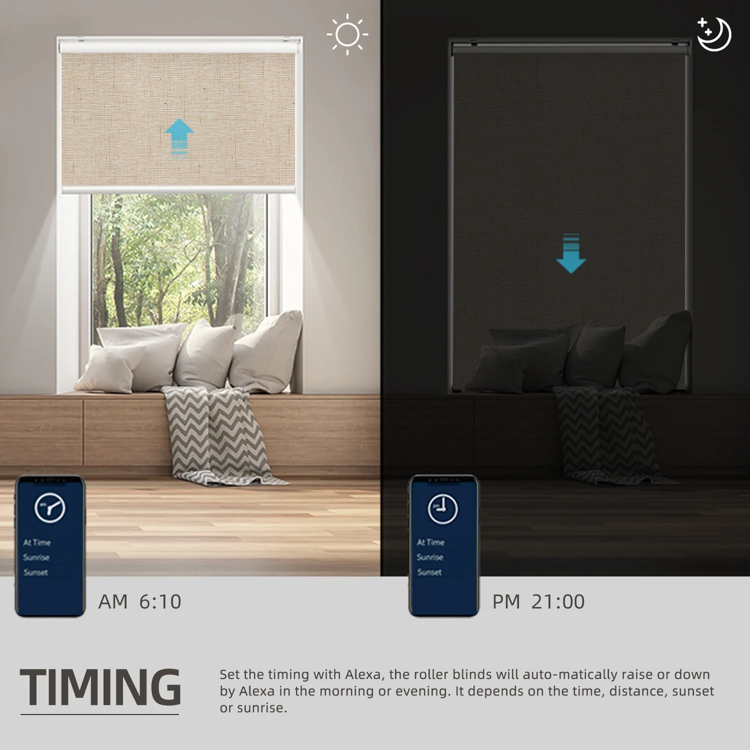 SmartWings Motorized Roller Shades 100% Blackout Linen - Image 6