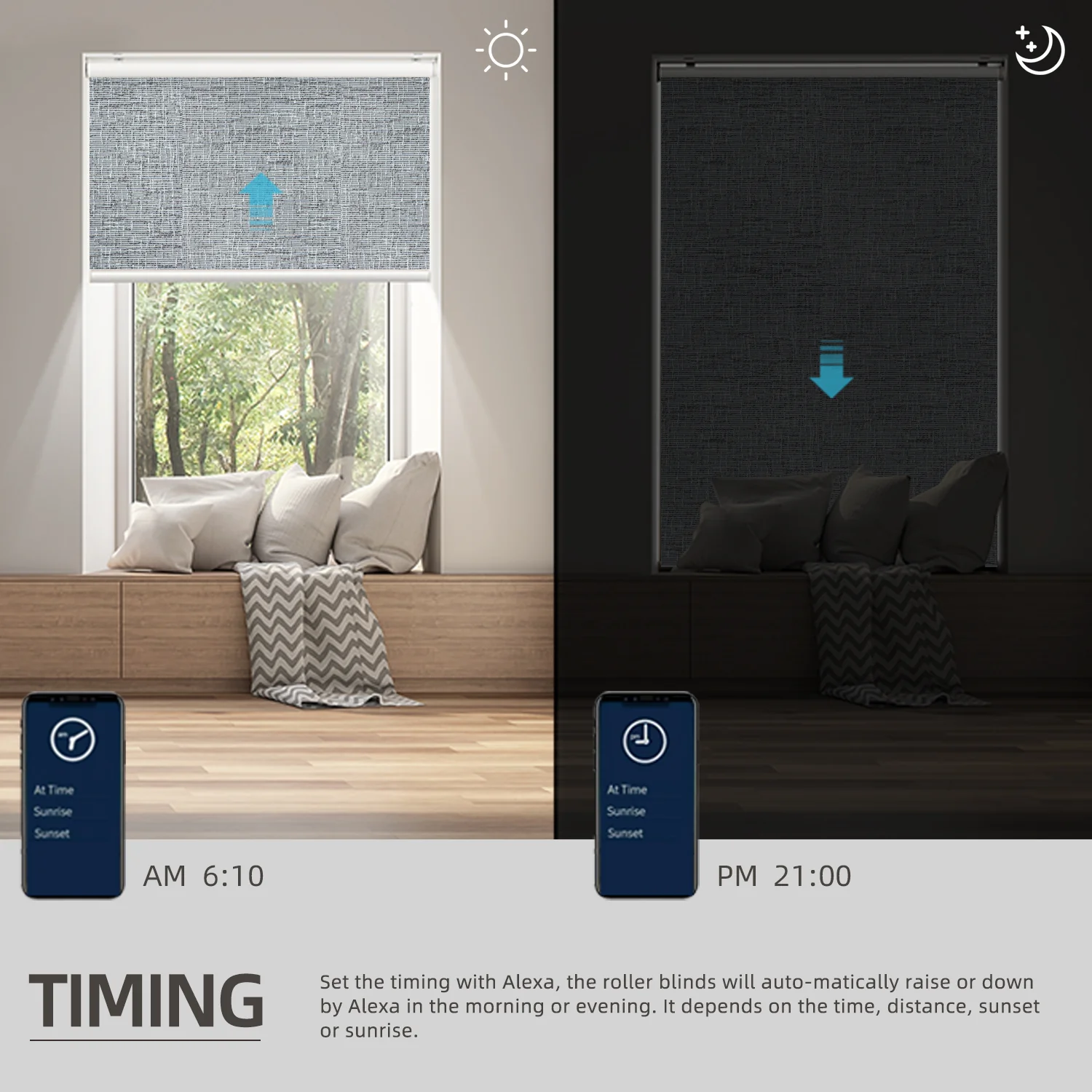 SmartWings Motorized Roller Shades 100% Blackout Safari - Image 6