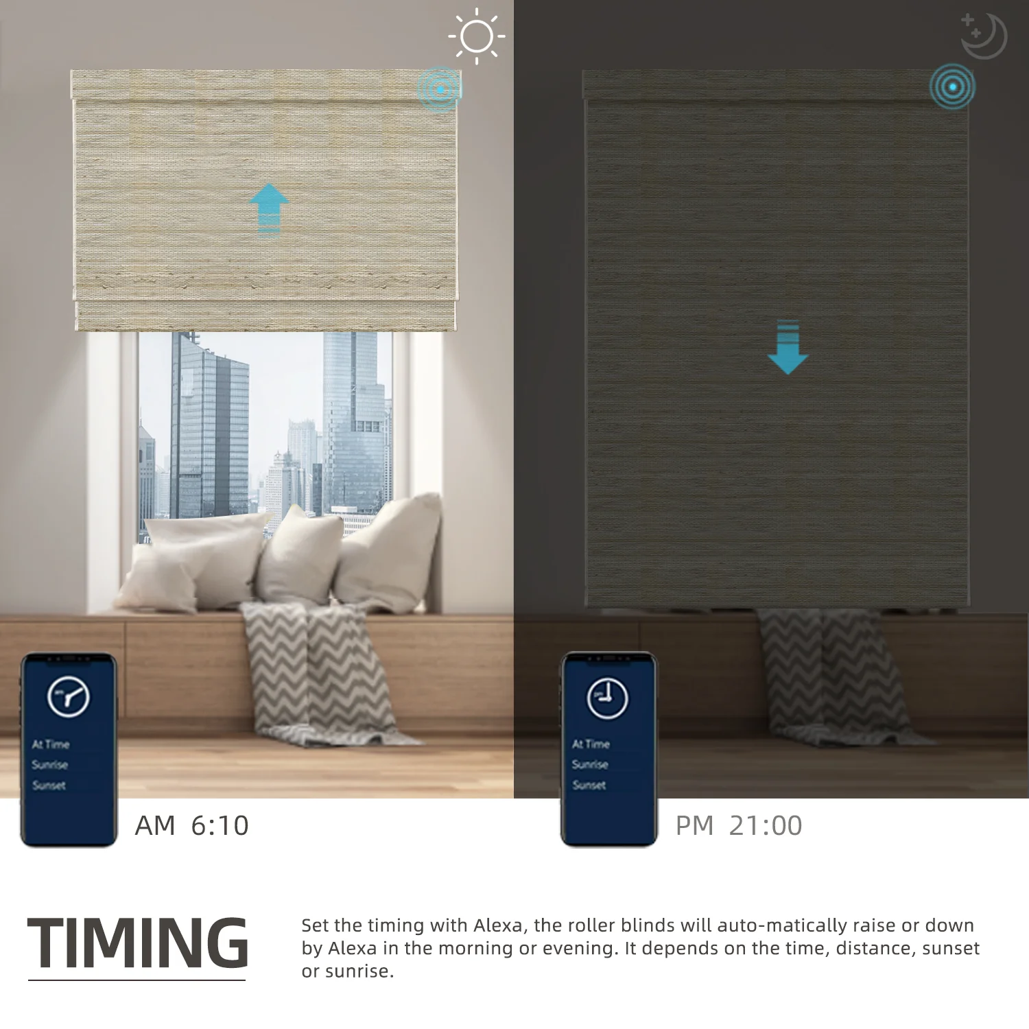 SmartWings Motorized Woven Wood Shades 50%/70%/100% Blackout - Image 4