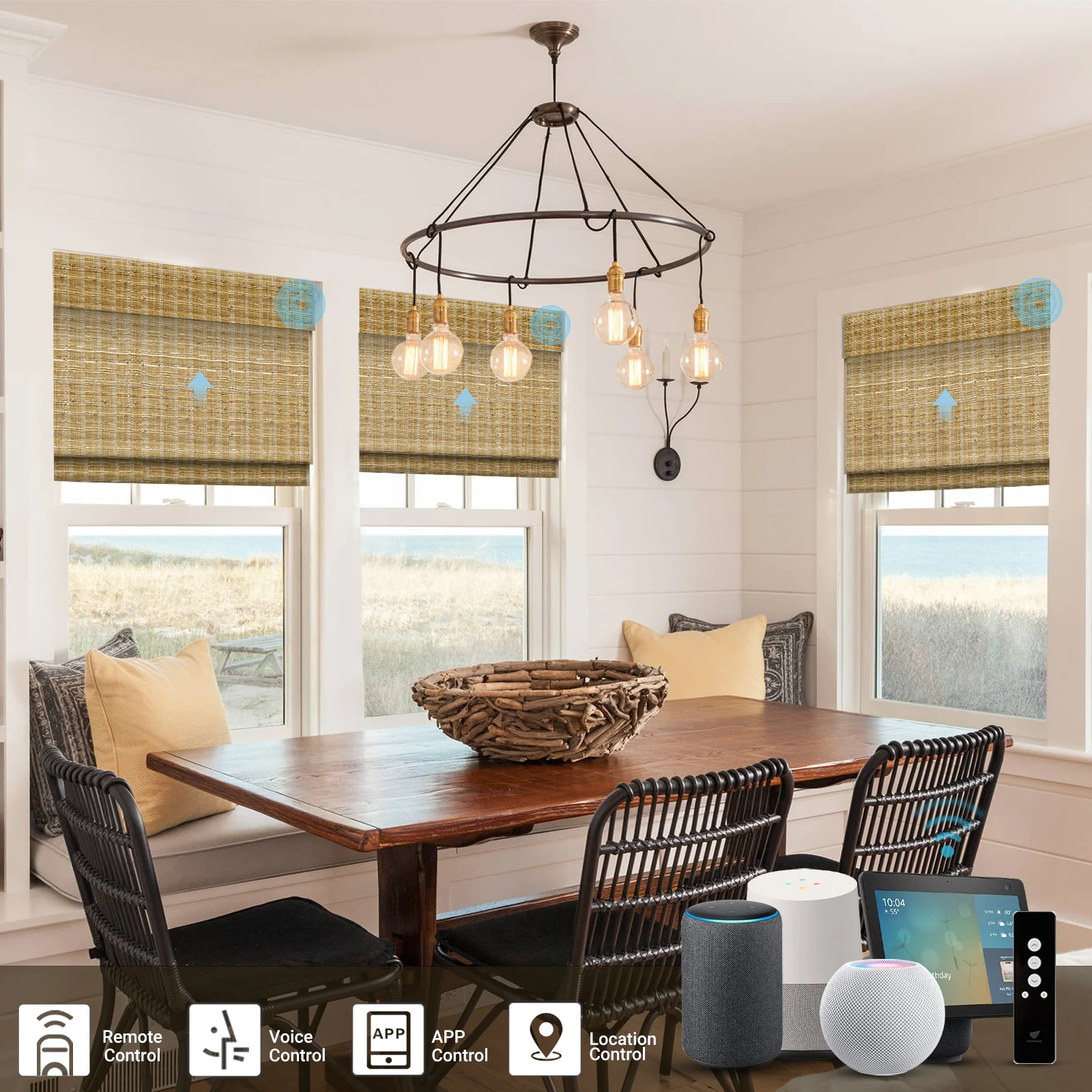 SmartWings Motorized Woven Wood Shades 50%/70%/100% Blackout Orithyia - Image 3