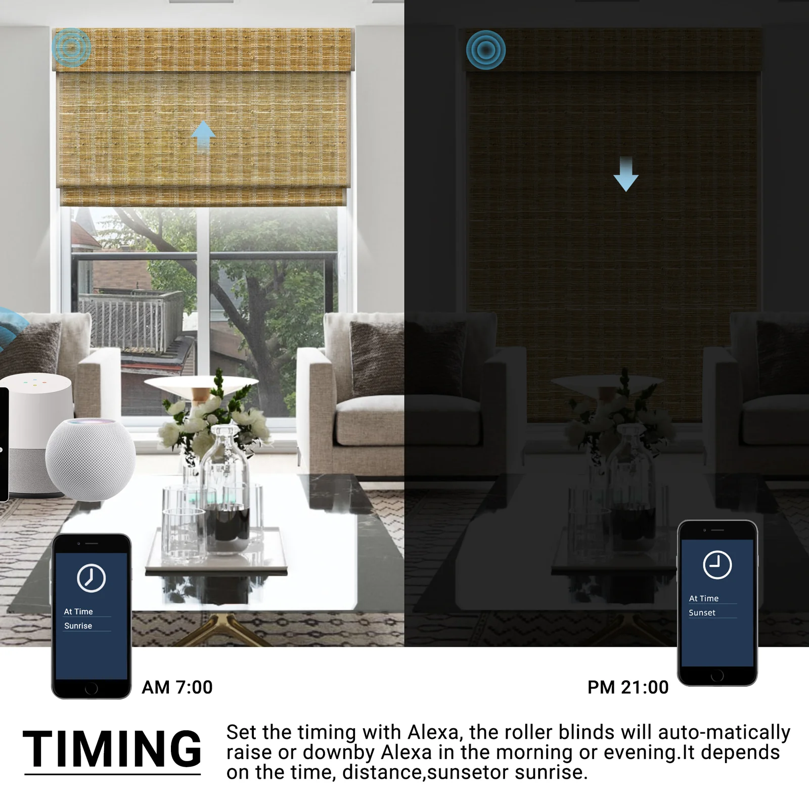 SmartWings Motorized Woven Wood Shades 50%/70%/100% Blackout Orithyia - Image 5