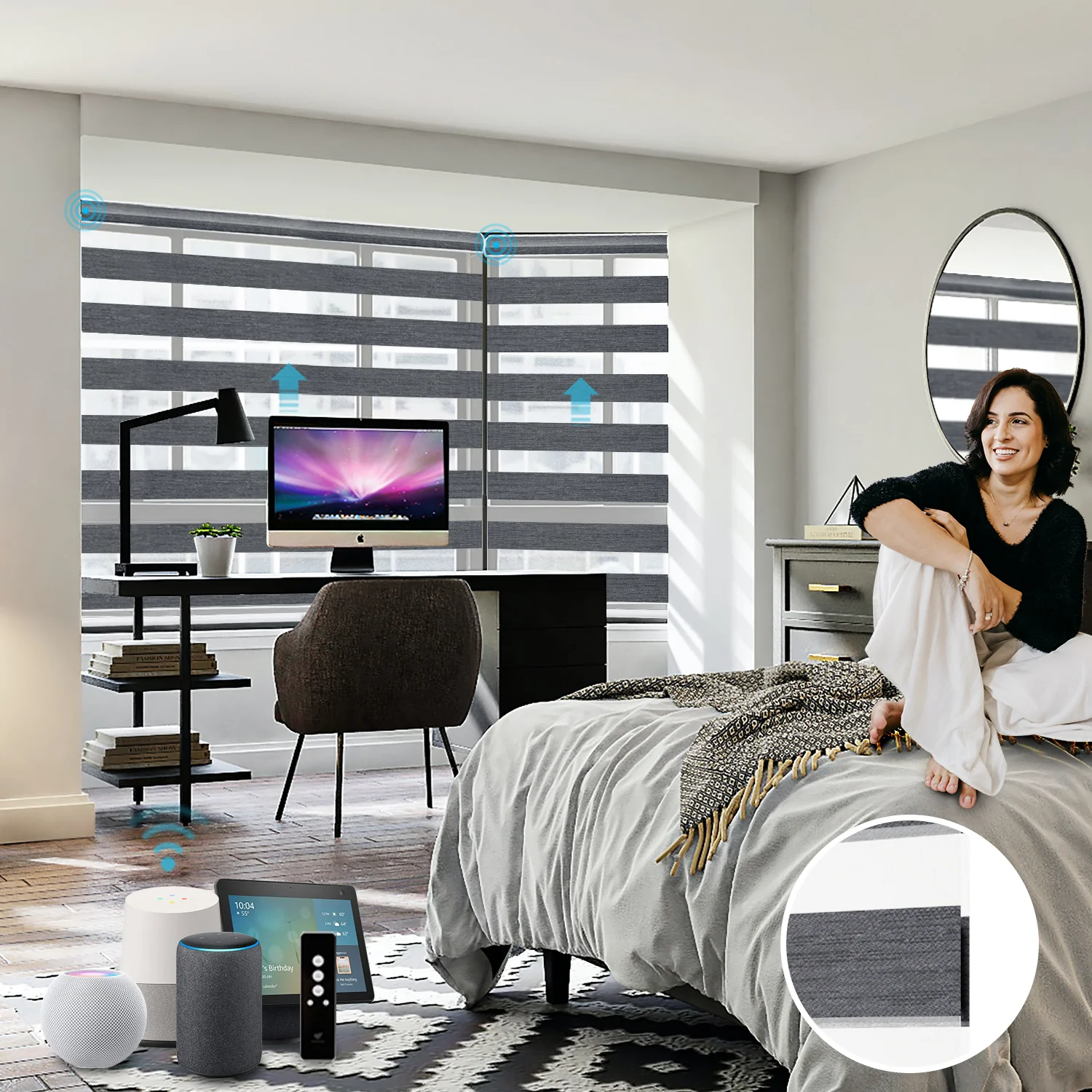 SmartWings Motorized Zebra Shades 85% Blackout 95mm Ingrid - Image 7