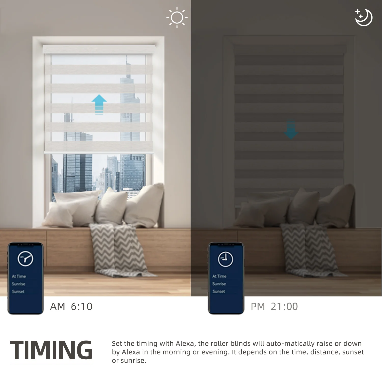 SmartWings Motorized Zebra Shades 60% Blackout Translucent 75mm Eloise - Image 10